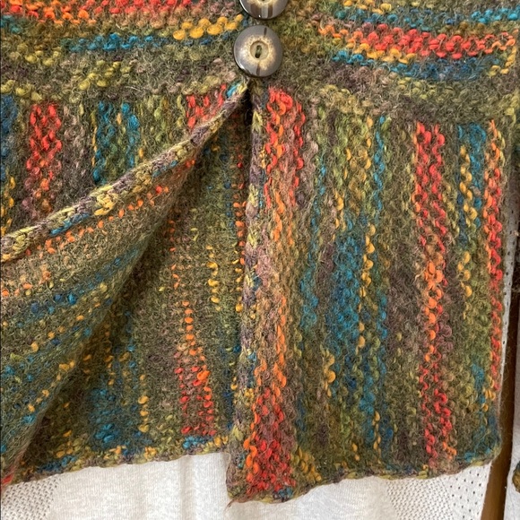 TALBOTS Y2K Wool Mohair Blend Multicolor Chunky Knit Cardigan size S petite - Picture 15 of 15